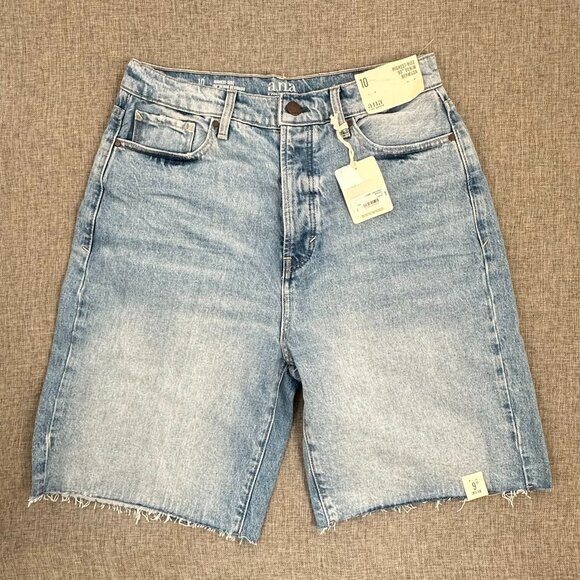 NEW! a.n.a a new approach Denim Bermuda Shorts High Rise Sz 10 Cut Offs MSRP $44 - Picture 1 of 10